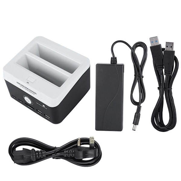 USB3.0 HDD SATA-dockingstation, ekstern kabinet til 2,5'/3,5\" IDE/SATA I/II/III UK 110-240V