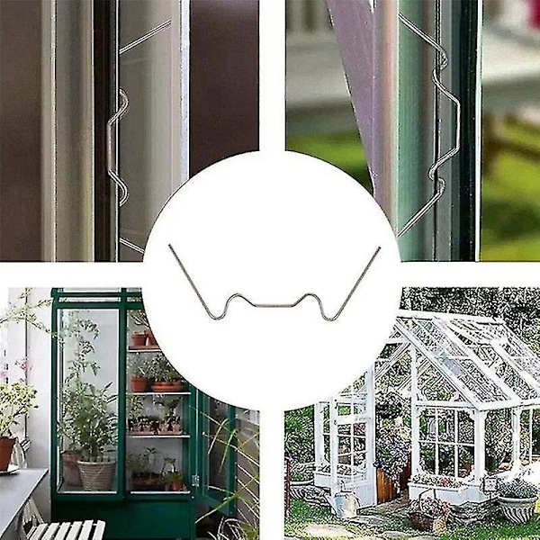 100 st Rostfria Växthus Glaspanel Clips Växthus W Tråd Clips Glasning Z Typ Clips-B5