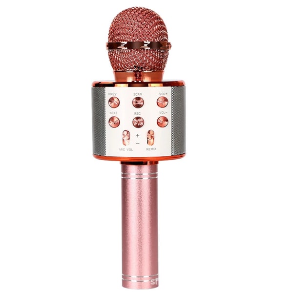 Trådlös bluetooth mikrofon med högtalare, bluetooth karaoke mikrofon roséguld