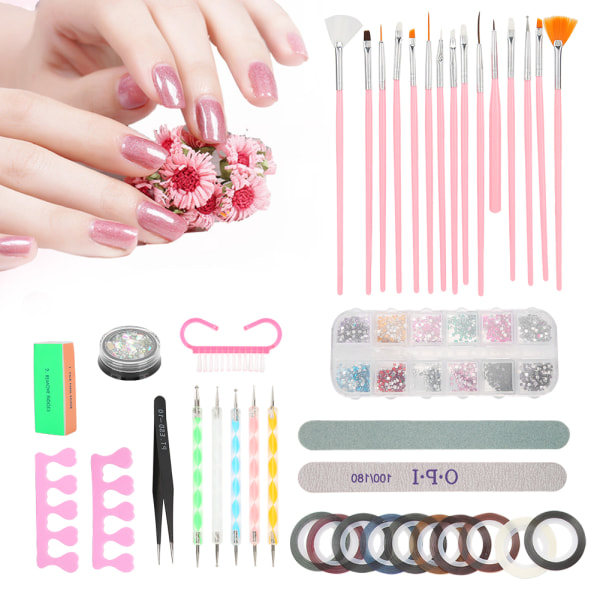 Nail Art Sæt Dotting Pen Værktøj Rhinestones Dekoration Neglefil Manicure Diy Kit