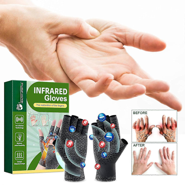 Infraröda Handskar, Kompressionshandskar för Artrit, Terapeutiska Infraröda Handskar, Lindra Muskelsmärta Artrithandskar -CHSZ 1 par