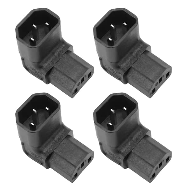 4 stk C14 til C13-adapter 90 grader 2500W 2,5A til 10A 250V PVC kobber IEC strømadapter for UPS PDU UPS-datamaskin