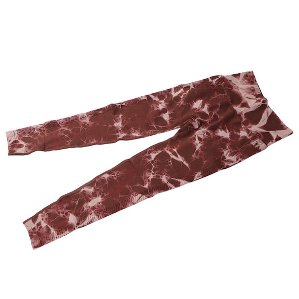 Kvinnor Hög Midja Sömlösa Träning Leggings Tie Dye Andas Rumplyft Gym Yoga Byxor Mörk Brun M