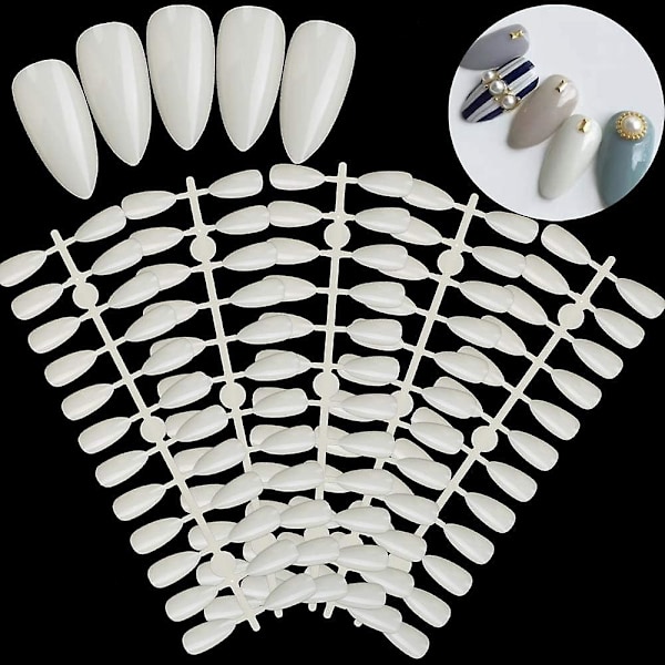 DIY Manicure Tilbehør: 120 stk. Ovale Falske Negle Tips Display Stativ
