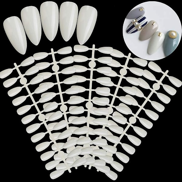 DIY Manikyr Tillbehör: 120 st Oval Falska Nagelspetsar Displayställ