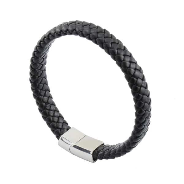 Flätat Läderarmband med Magnetisk Spänne - Herrmodeaccessoar