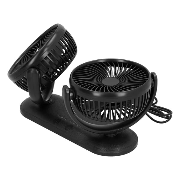 Bil Auto Ventilator 360 Grader Justerbar 3-Niveauer Luftkøling Dobbelt Hoved Lydløs USB Køler DC201