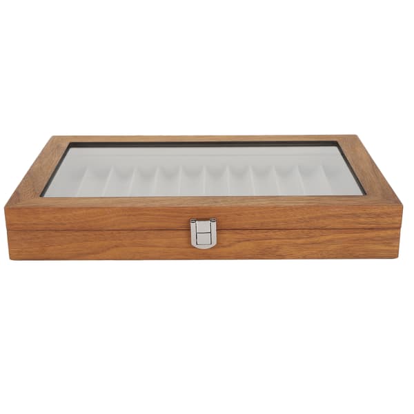 Træ Fontæne Pen Display Case Organizer Valnød Træ Opbevarings Gaveæske til 12 Penne Display