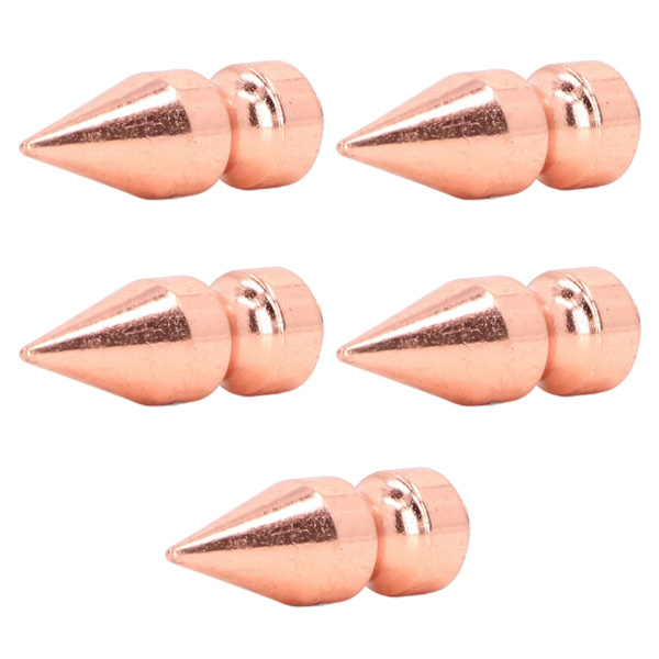 5 stk Spikes Høy Plattform Rose Gull Burr Gratis 9x25mm Elektroplettering Kobber Klær Cone Spikes for DIY Punk Stil