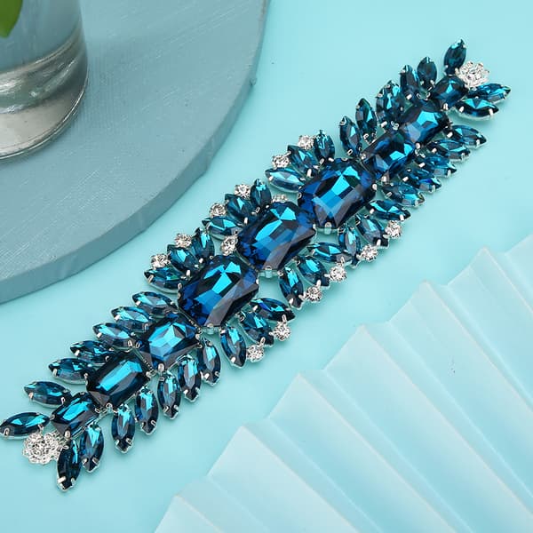 Krystall Rhinestones Blomst DIY Sy Klær Sko Dekorasjon Tilbehør Kongeblå