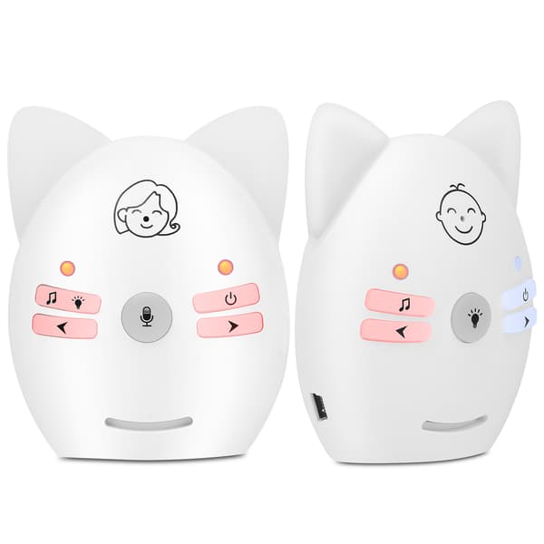 Digital lydbabymonitor Bærbar trådløs toveis spedbarnsmonitor med nattlys (EU-plugg lydmonitor)