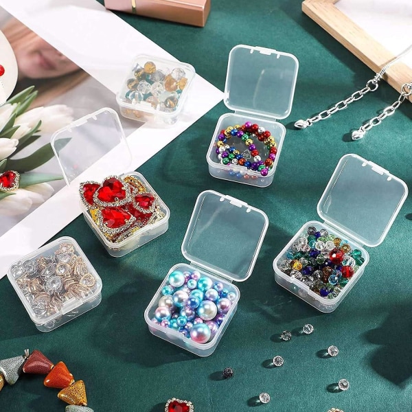 15-pack mini genomskinliga plastförvaringslådor 5 X 5,5 X 2 cm - Perfekt för pärlor, smycken och gör-det-själv hantverk