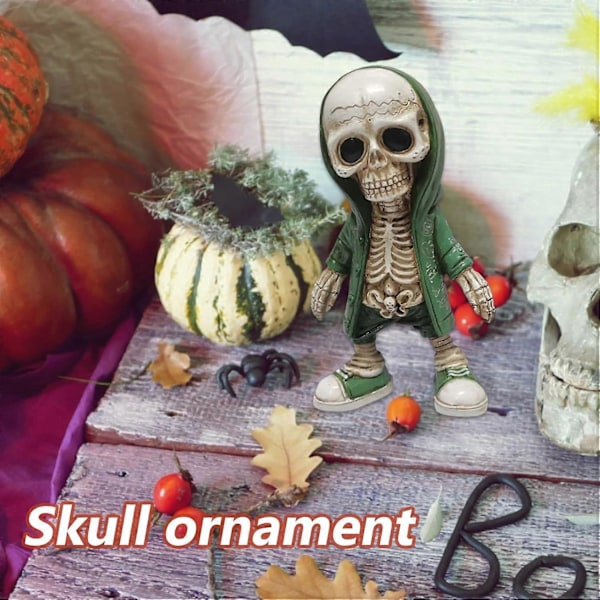 Seje Skelet Figurer Resin Håndværk Statue Kranie Skulptur Unik Gave Bordpynt til Hjemmekontor Stue Bordplade Stil