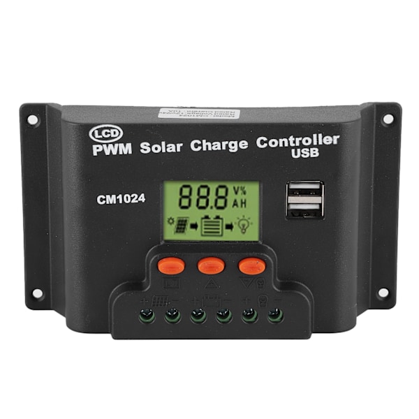 12V/24V LCD solcellelader dobbel USB-utgang batteriregulator for hjem, industri og næringsbruk med 20A nominell lading/utlading