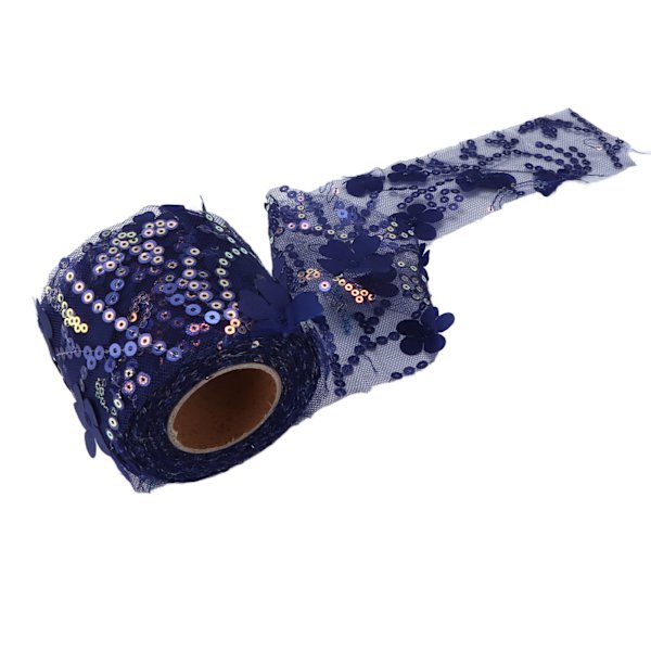 Tulletyg DIY-hantverk Slitstyrka Liten blixt Bärbar Polyester Paljetterad Tulle Rulle 6cm Mörkblå