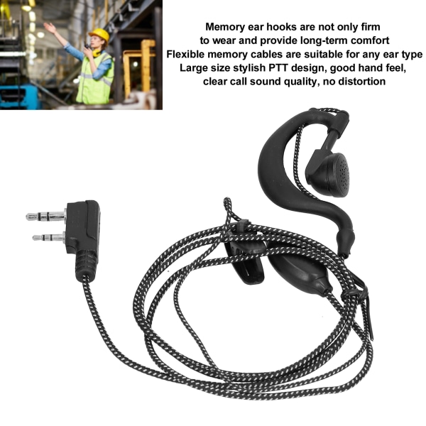 Walkie Talkie-öronsnäcka med tjock snöre flätad tråd öronpropp för Baofeng BF‑6 7 8s Uv5r