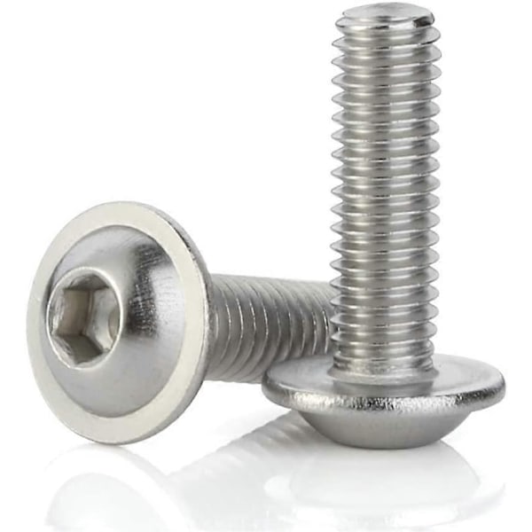 M4-0.7 x 10 mm Laippakantaruuvit, ruostumaton teräs 18-8 (304), kirkas viimeistely, täyskierteinen, kuusiokoloruuvi, määrä 100