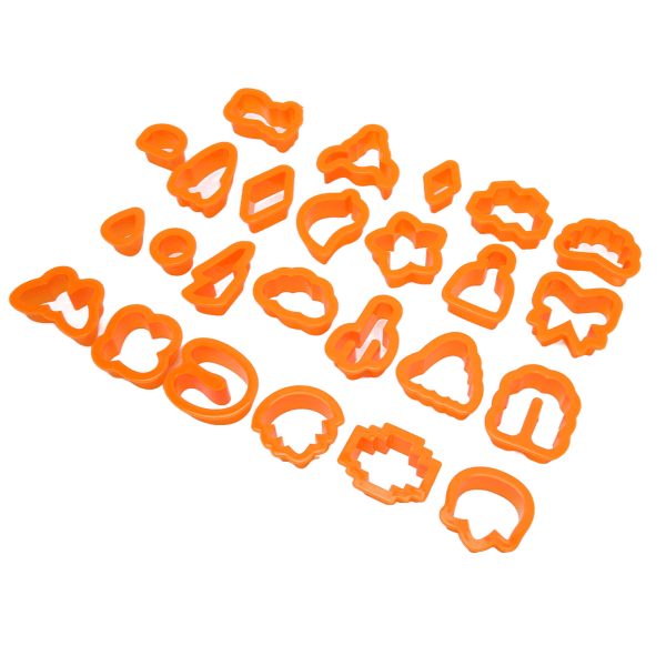 25 stk leire øredobber kuttere matkvalitet plast diverse stiler tykk kant polymer leire kutter sett for DIY håndverk oransje