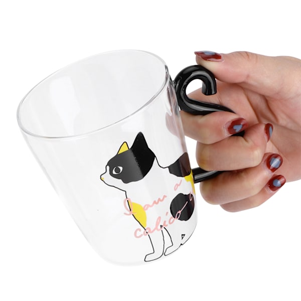 Kattekop Kaffe Mælk Te Vand Glas Børneflaske Transparent Varmebestandig Genanvendelig Krus (Hvid Kat)
