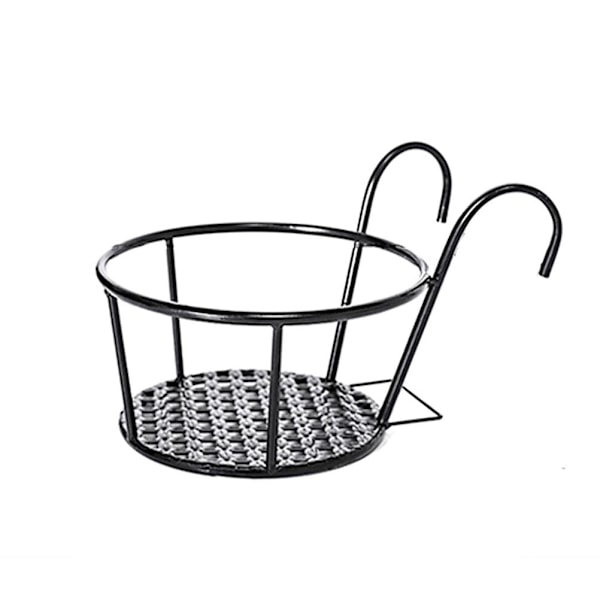 Iron Art Hanging Basket Plant Holder Stand Flower Pot Hanger Rail Planter for Indoor Outdoor Patio Balcony Porch and Fence