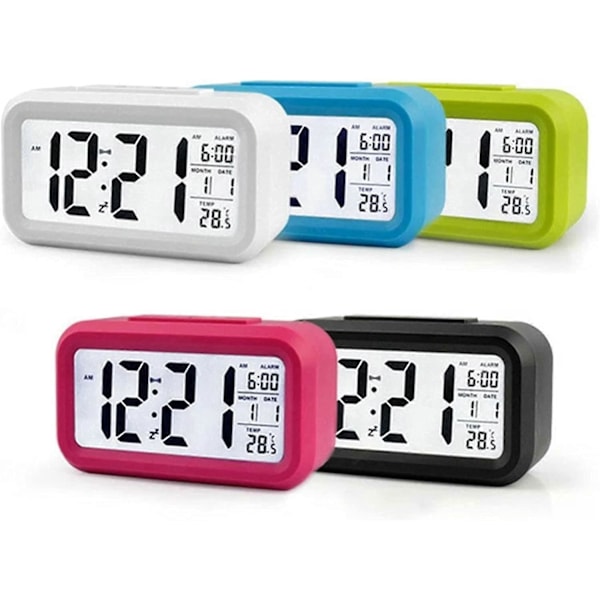 LED Digital Väckarklocka Bakgrundsbelysning Snooze Tyst Kalender Skrivbord Elektronisk Bakgrundsbelysning Bordsklockor Skrivbordsklocka (svart)