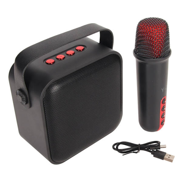 Mini Karaoke Maskin Set Bärbar Bluetooth Högtalare med 1 Trådlös Mikrofon för Hemmafest KTV Svart