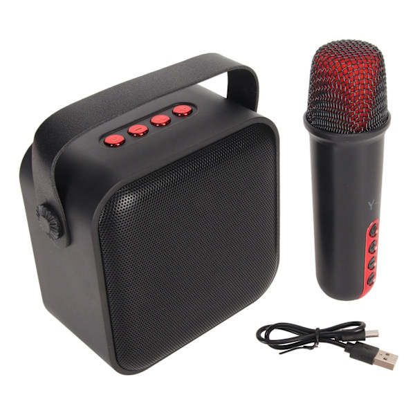 Mini Karaokelaitteisto Kannettava Bluetooth-kaiutin 1 langattomalla mikrofonilla Kotijuhliin KTV Musta