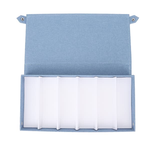 Brille Samler 6 Slots Multiple Brille Opbevaringskasse Organizer til Kvinder Mænd Brug Himmelsblå