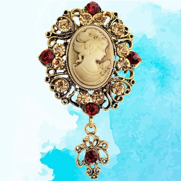 Broche Vintage Foto Skønhed Broche Præget Broche Old Style (Guld)