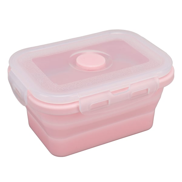 Hopfällbar silikonmatbehållare, hög temperaturbeständig, mikrovågsugnssäker lunchlåda, miljövänlig Bento-låda 350 ml rosa