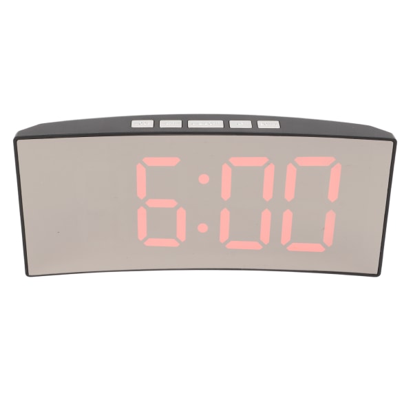 Spegel Digital Väckarklocka Temperatur Display LED Böjd Spegel Digital Elektronisk klocka för Hem Sovrum Inredning Röd LED