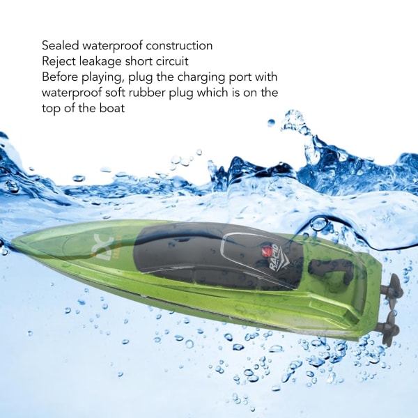 Elektrisk lekebåt med høy hastighet - USB-oppladbar, vanntett, mini-fjernkontroll hurtigbåtleketøy (grønn) Green