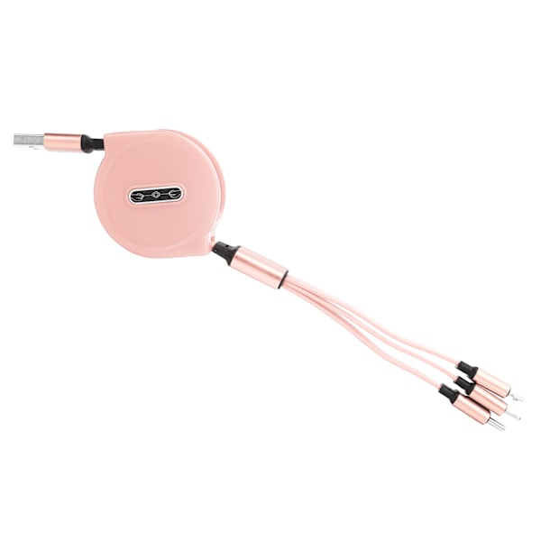 3 i 1 Multi Retractable Charger Cable 3A med TypeC/til IOS/Micro USB Connector 1.1M(Pink )