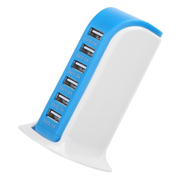 US-stik 100‑240V 6-ports USB-oplader bærbar 30W strømadapter passer til IOS/Samsung