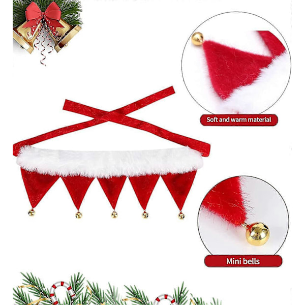 Julhalsband för husdjur Justerbar Scarf Katt- och Hundhalsband Klädtillbehör för Husdjur Lämplig för Hundar, Katter, Valpar, Kattungar (Storlek-M, 5 Klockor)