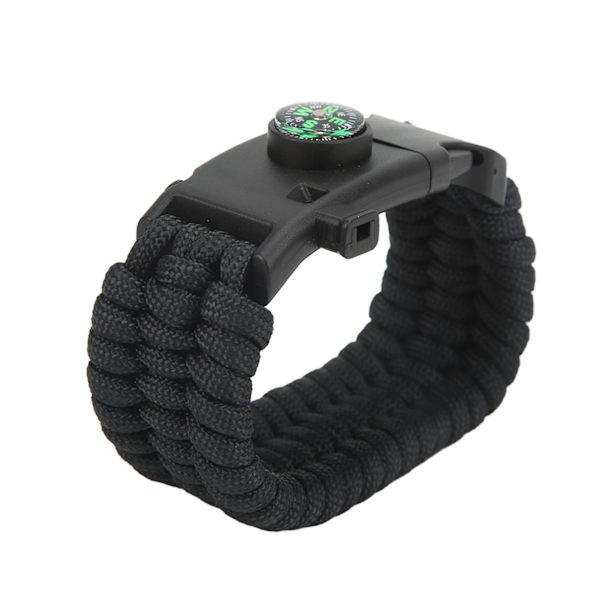 Paracord Survival Armband Multifunktionell Camping Survival Armband med Bärbar Kompass Flintstone 3 Strand Fläta L