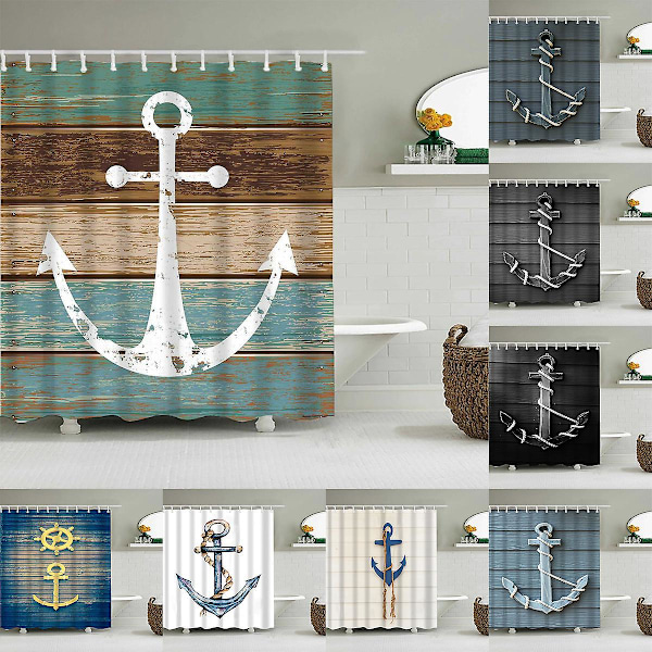 1 stk. Rustik Nautisk Polyester Bruseforhæng Badeværelsesindretning, 150 cm x 180 cm, Moderne Bruseforhæng