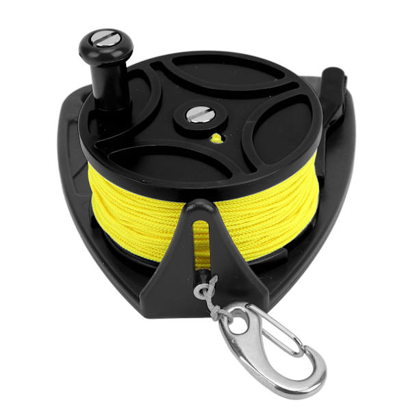 Dykkereeler Ankertau Spole Finger Reel Multifunksjonell med Klips 83m Wire for Hule Eksil Dykking Svart Hjul