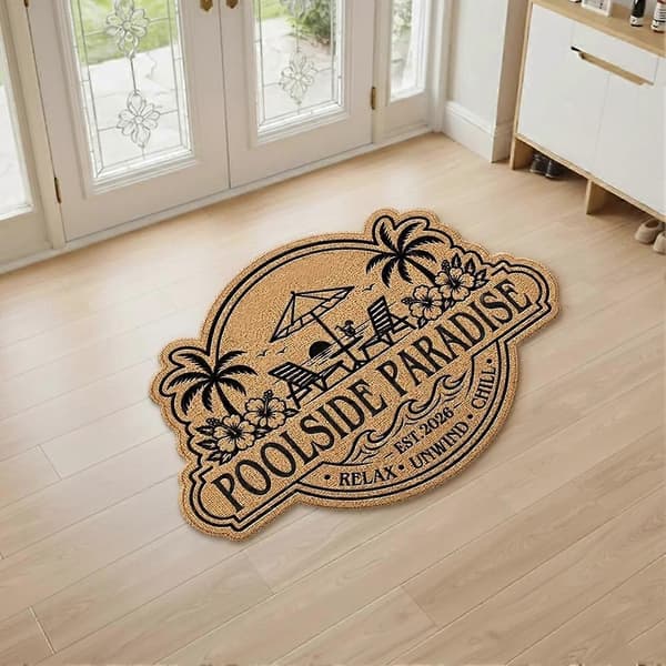 Dørmåtte i poolstil, velkomstmåtte i kunstfiber til terrasse og indgang Sort Black 60*90cm