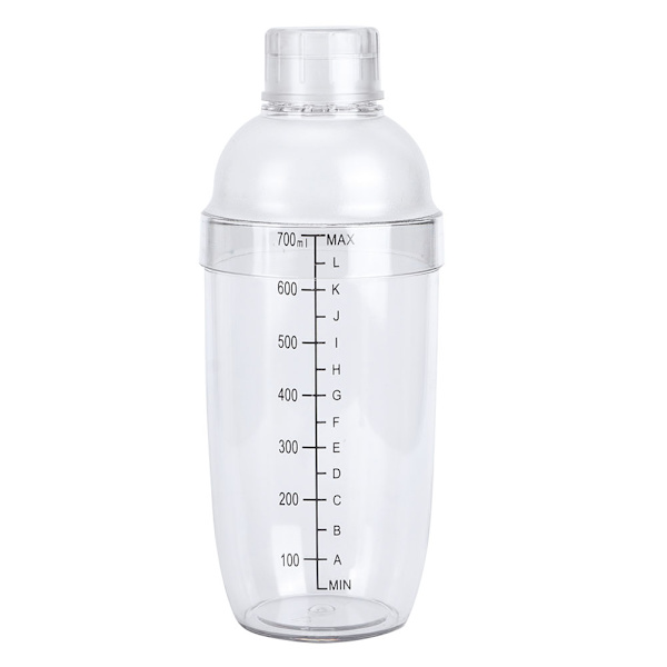 PC Cocktailshaker med skala Mælketekande Juicer Vinkop i plast til hjemmet Bar Butik 700ml