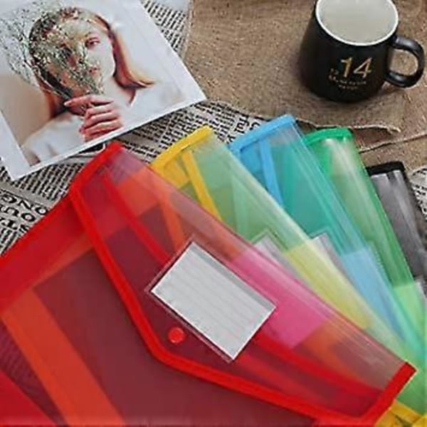 A4 Plastlommer, 1 stk. Popper Lomme Plast Dokumentmappe Premium Lommer Filer Kuvert til Skole Kontor Hjem, med Tryklukning, Stor Kapacitet