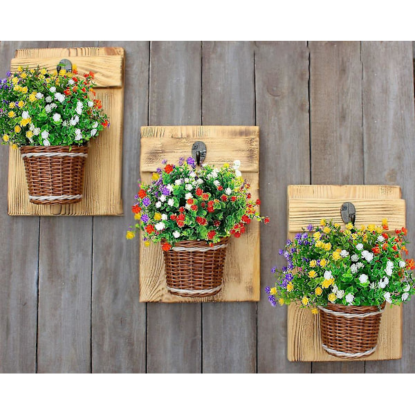 Kunstige blomsterbuketter dekorasjon, 10 buketter, 5 farger, UV-bestandig, plast friske blomsterbusker, hengende planter for hjem balkong hage
