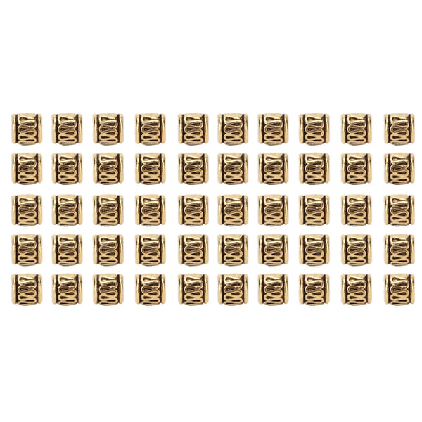 50 st Hårflätningspärlor Legering Skäggdekoration Dreadlocks Ringar Armband Halsband Tillbehör Guld