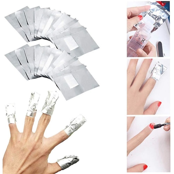 Nagelfolie Gel Wraps - 100 st, Soak Off Akryl Remover