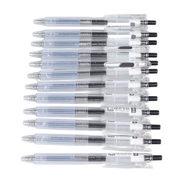 12 kpl Mustat Geelikynien Portable Fine Point Retractable Geelikynien Selkeällä Kynänpidikkeellä Opiskelijoille