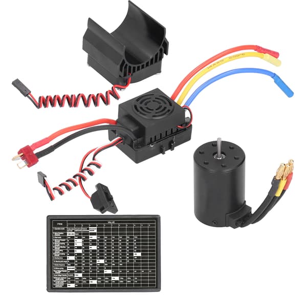 3650 4300KV Borstlös Motor 60A ESC Programkort Motor Kylfläns Set för 1/10 RC Bil
