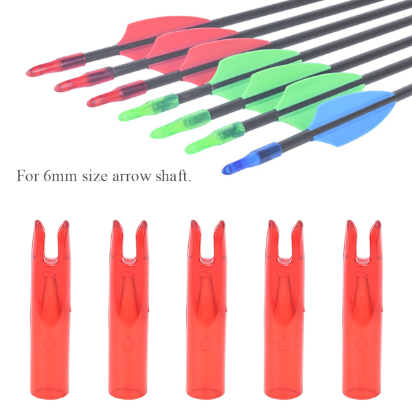 50st Bärbar plastbågepil Nock Insert Tail Archery Accessory för 6mm Shaftmentred