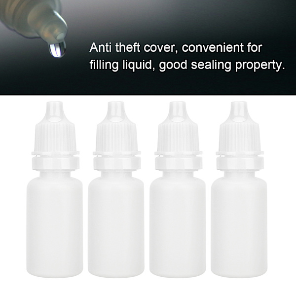 50 st 10ml Plast tomma klämbara flaskor Ögonvätskedroppbehållare DropperVit