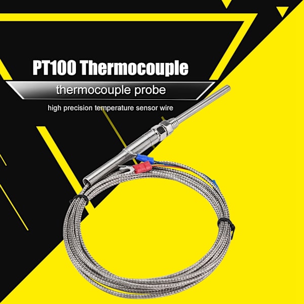 M8 gjenger PT100 platinamotstand termoelement 50 mm probe temperatursensor ledning 0-400 ℃ (3 m)