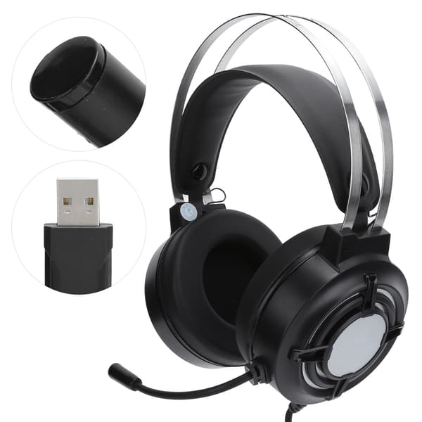 Gaming Headset ESport Kablet RGB Farverigt Lys med Mikrofon til PC Computere (Til HP H120G USB7.1 Interface)